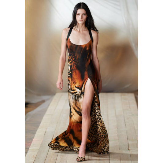 Roberto Cavalli S/S 2022 Re-Edition 2001 Tiger Gown