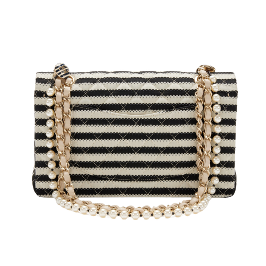 Chanel Black and White Quilted Sailor Medium Classic Double Flap