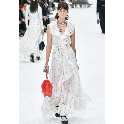Chanel F/W 2019 Ski Motif Silk Dress