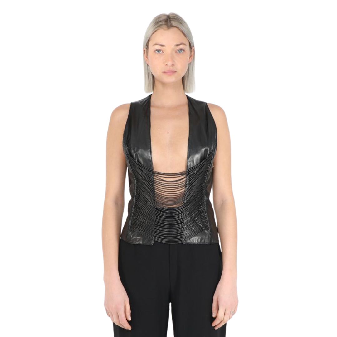 Helmut Lang ULTRA RARE F/W 1992 Leather Cord Vest