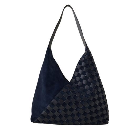 Checkerboard Leather Hobo Bag