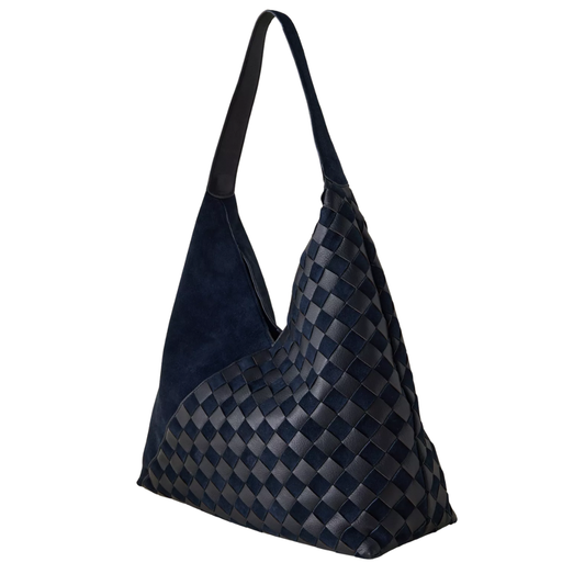 Checkerboard Leather Hobo Bag