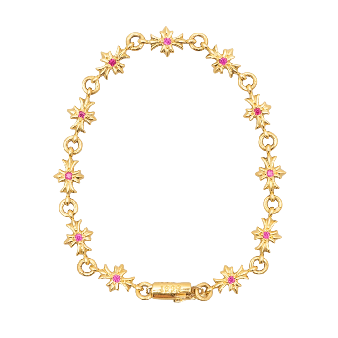Chrome Hearts 22k Ruby Tiny E Bracelet