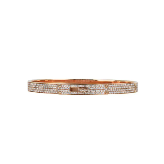 Hermès Rose Gold Diamond Kelly Bracelet