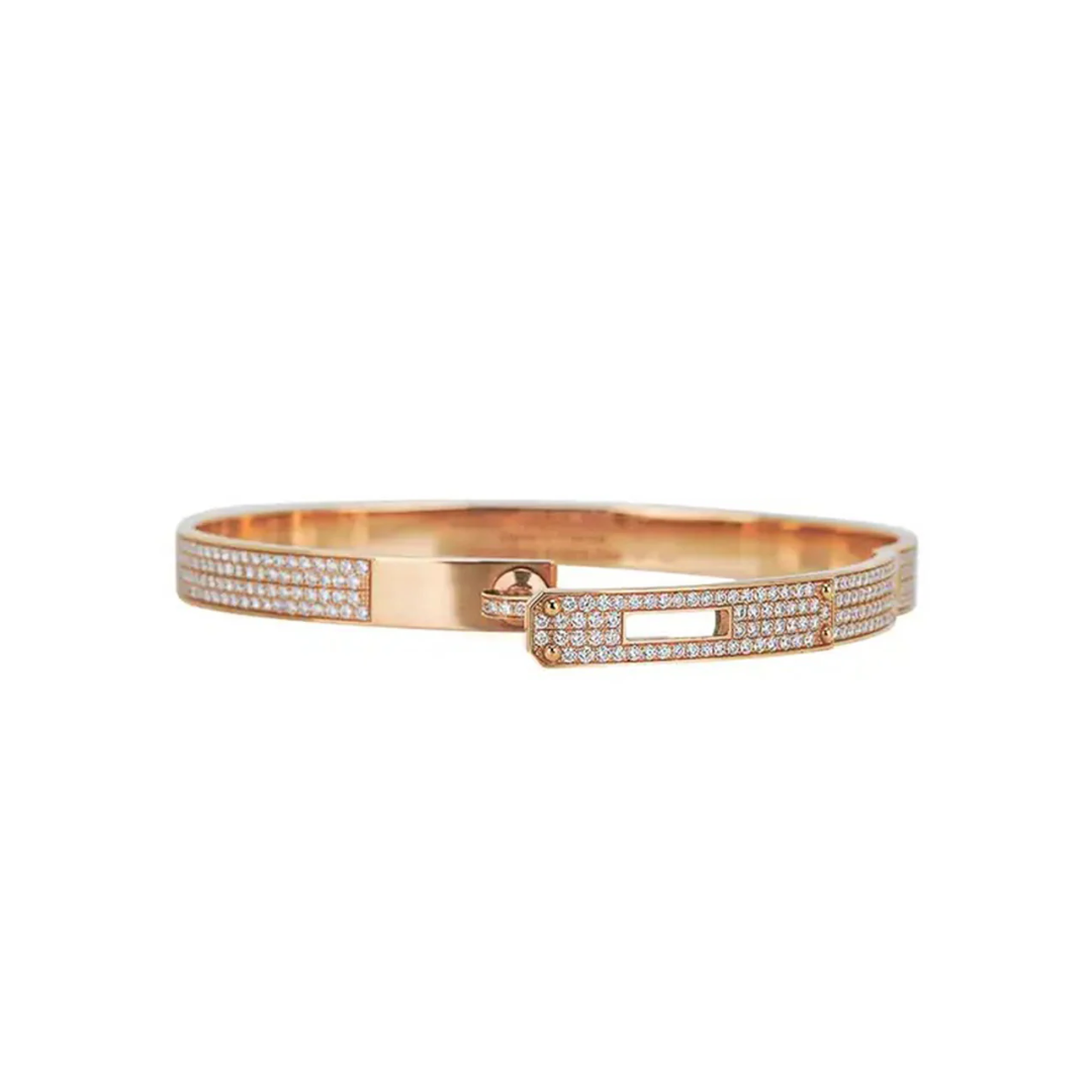 Hermès Rose Gold Diamond Kelly Bracelet