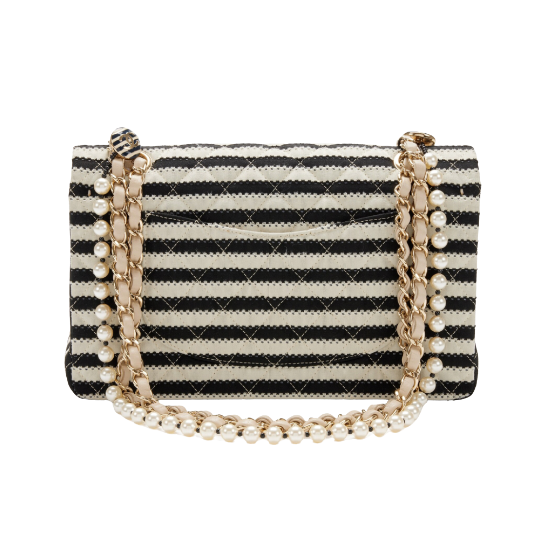 Chanel Black and White Quilted Sailor Medium Classic Double Flap