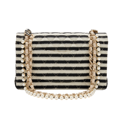 Chanel Black and White Quilted Sailor Medium Classic Double Flap
