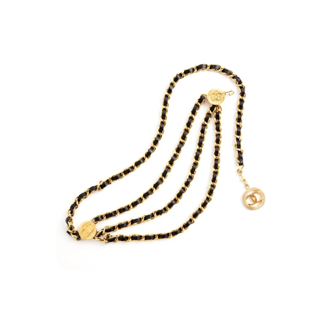 Chanel Vintage Chain and Leather Belt